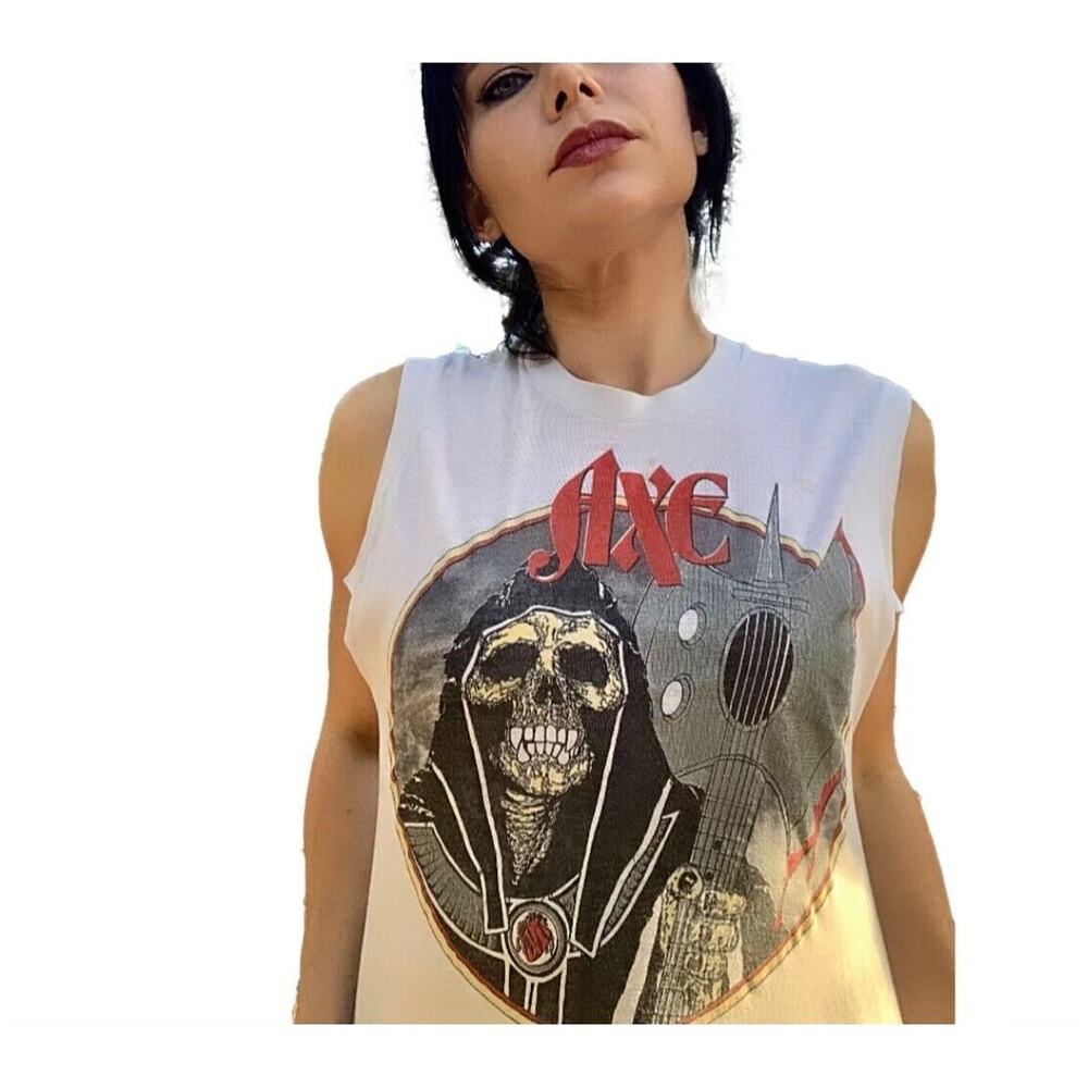 Vintage AXE Shirt 80's Tee Heavy Metal 1983 Band Tee Concert shirt 1983 Axe Tour